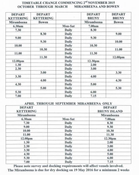 Bruny Ferry Timetable November2015